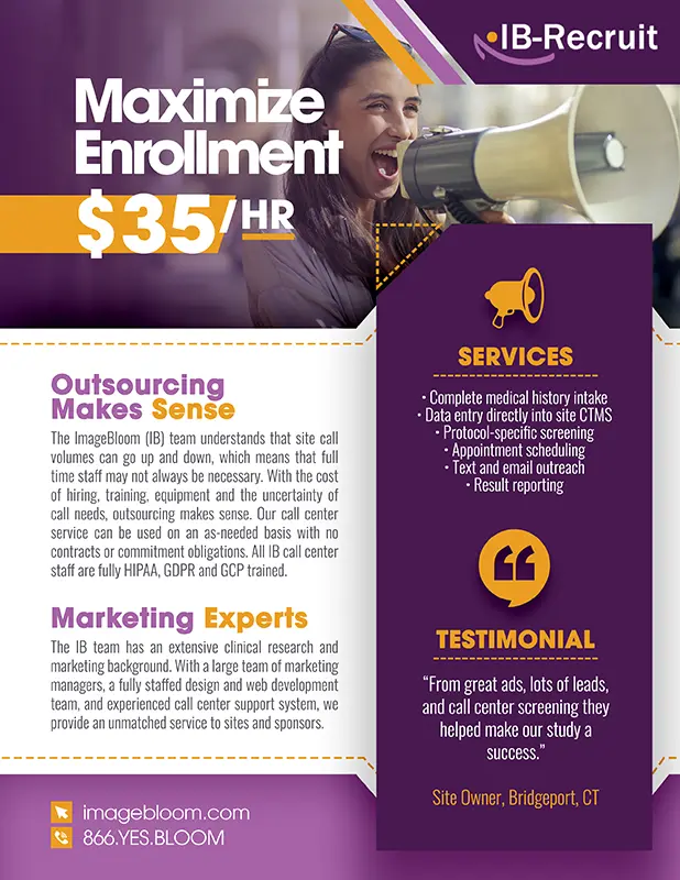 ImageBloom study volunteer Recruitment Services Brochure