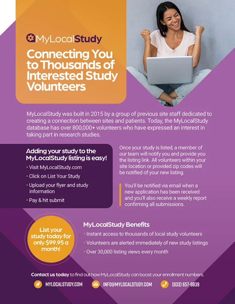 MyLocalStudy: Connecting you to thousands of Interested Study Volunteers